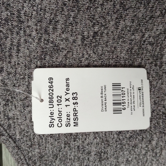 NWT Simple by Suzanne Betro Soft Sweater Blouse Tunic Criss Cross V Back - Picture 5 of 13